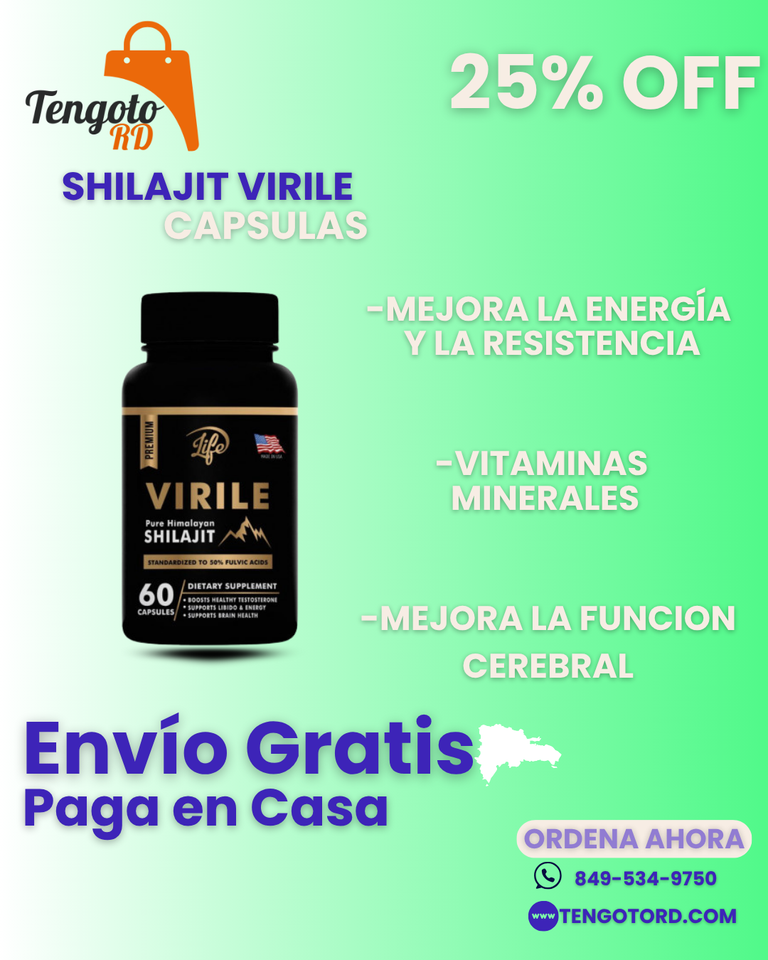 SHILAJIT VIRILE (LIFE)  Suplemento Alimenticio para Energía y Rendimiento Físico